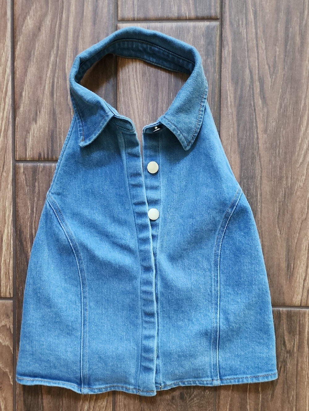 Lulu's Light Wash Denim Halter Top